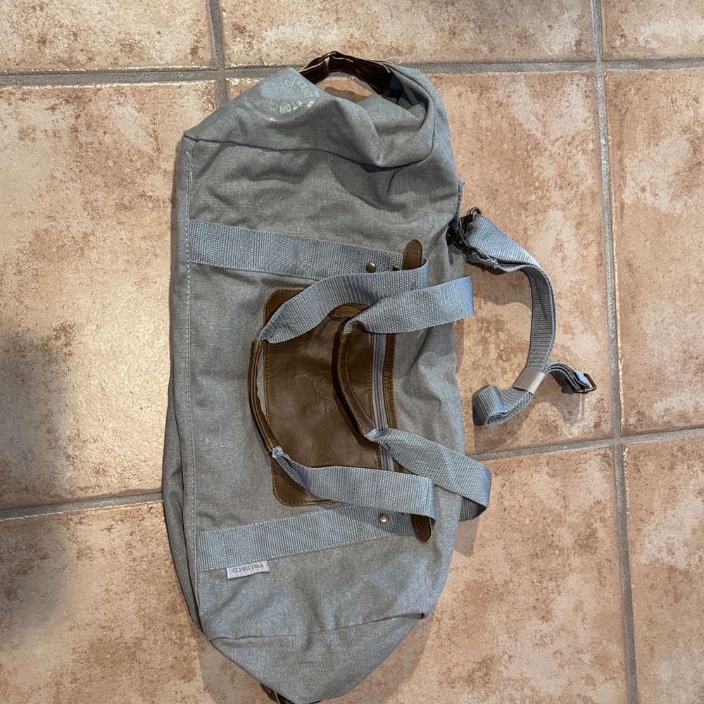 Light Gray and Brown Men's Duffel Bag